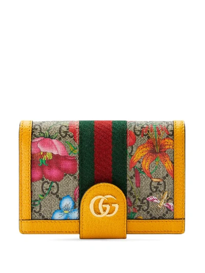 Gucci Ophidia Flora Passport Case In Yellow