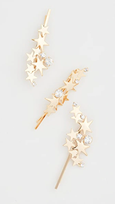 Lelet Ny Modern Star Pins Set Of 3 In Gold/crystal