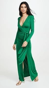 ALICE AND OLIVIA KYRA DEEP V DRAPEY MAXI DRESS