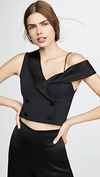 ALICE AND OLIVIA TAYLOR DOUBLE BREASTED ONE SHOULDER TOP