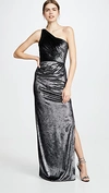 MARCHESA NOTTE ONE SHOULDER DRAPED GOWN