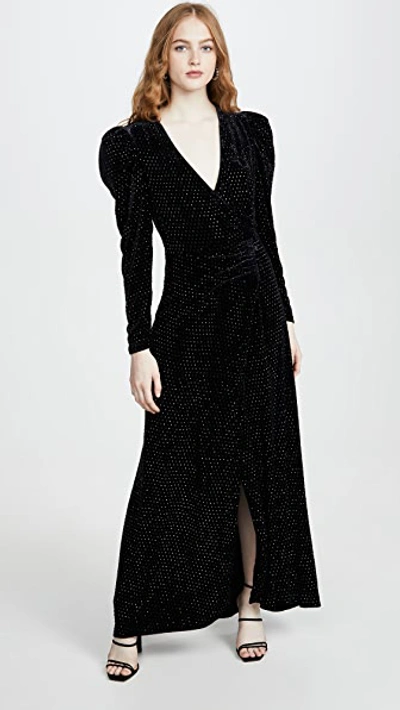 Retroféte Agnes Crystal-embellished Velvet Gown In Black