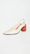 REIKE NEN MIXED TURNOVER SLINGBACK PUMPS CREAM BEIGE/CORAL 36.5