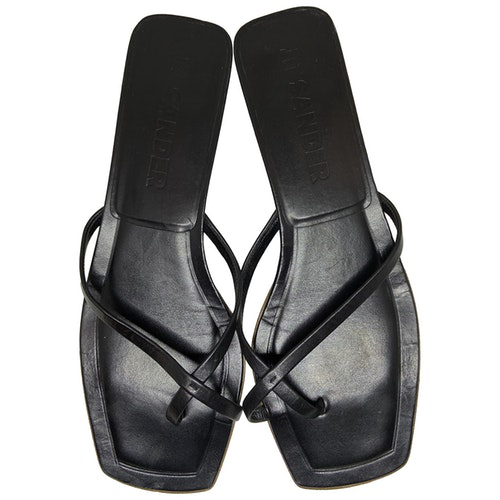 Pre-Owned Jil Sander Black Leather Sandals | ModeSens
