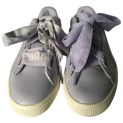 Pre-owned Puma Leather Trainers In Purple