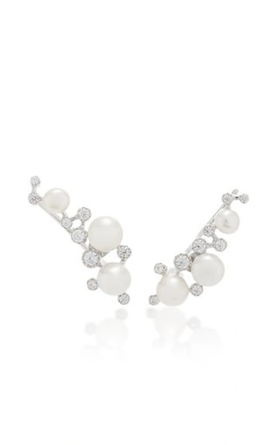 Anabela Chan Women's Mini Constellation 18k White Gold Diamond; Pearl Earrings