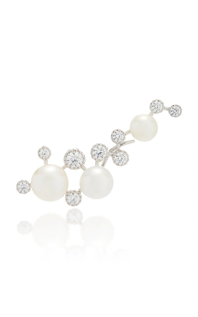 Anabela Chan Constellation 18k Gold Vermeil Pearl And Diamond Earring In White
