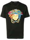 Versace Embellished Medusa Logo T-shirt In Black