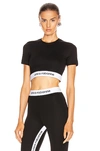 Rabanne Cropped Logo-waistband T-shirt In Black