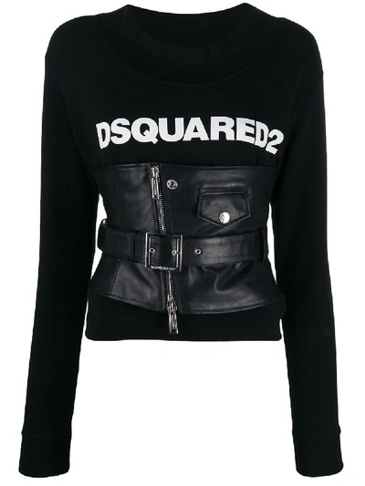 Dsquared2 Corseted Logo Sweatshirt In Black