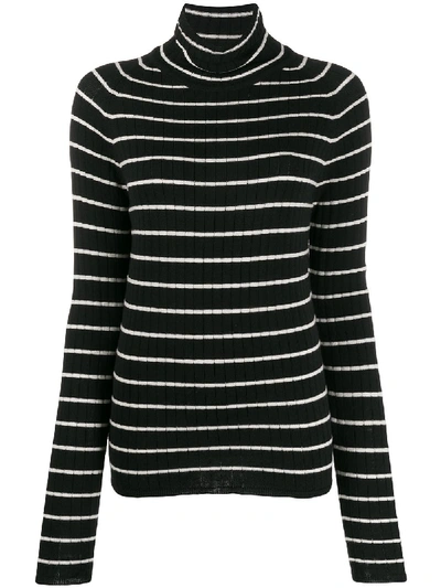 Ami Alexandre Mattiussi Turtleneck Striped Sweater In Black