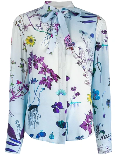 Stella Mccartney Floral Printed Shirt In Light Blue