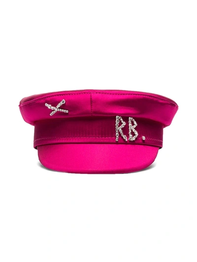 RUSLAN BAGINSKIY CRYSTAL-EMBELLISHED SATIN BAKER BOY HAT