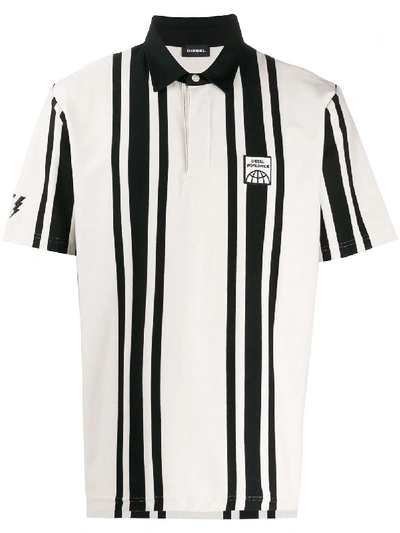 Diesel Polo Shirt With Stripes In Neutrals
