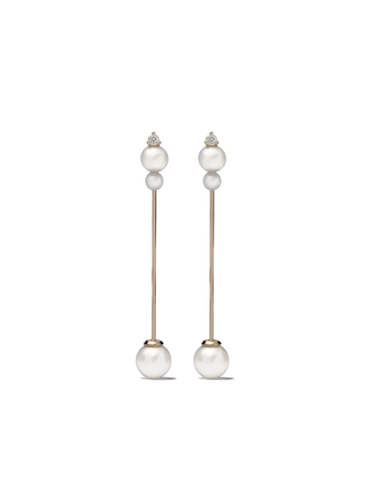 Mizuki 14kt Gold Sea Of Beauty Kanzashi Pearl Diamond Earrings