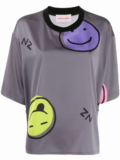 Natasha Zinko Emoji Boxy-fit T-shirt In Grey