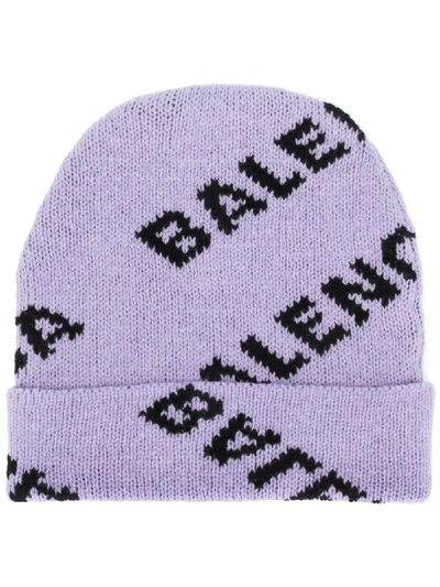 Balenciaga Logo Beanie In 紫色