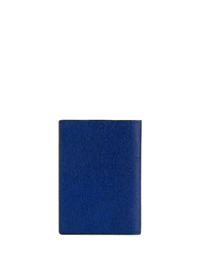 Valextra Grained Texture Wallet In Blue