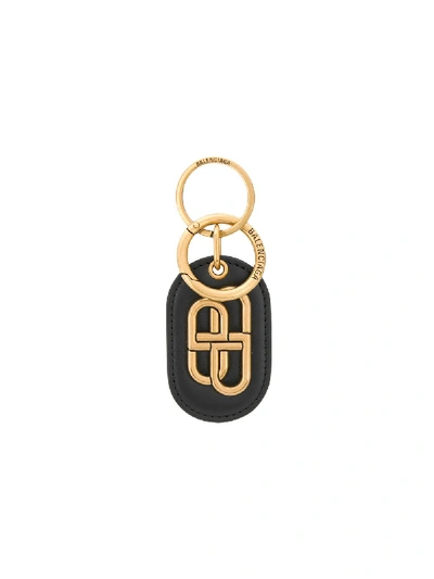 Balenciaga Bb Appliqué Keyring In Black