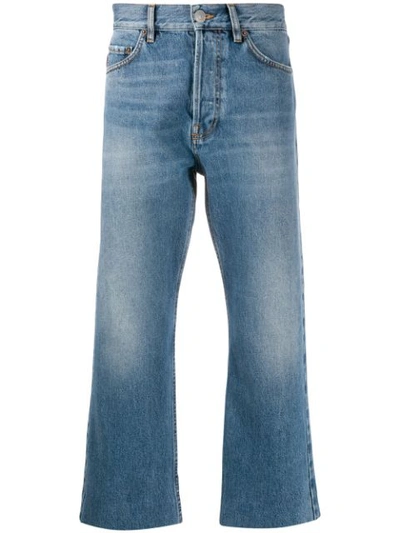 Balenciaga Cropped Japanese Cotton Denim Trousers In Blue