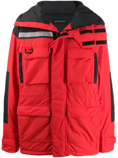 Balenciaga High Neck Technical-shell Parka In Red