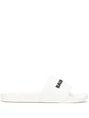 Balenciaga Lettering Logo Pool Slides In White