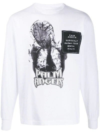 Palm Angels Patch Detail T-shirt In White