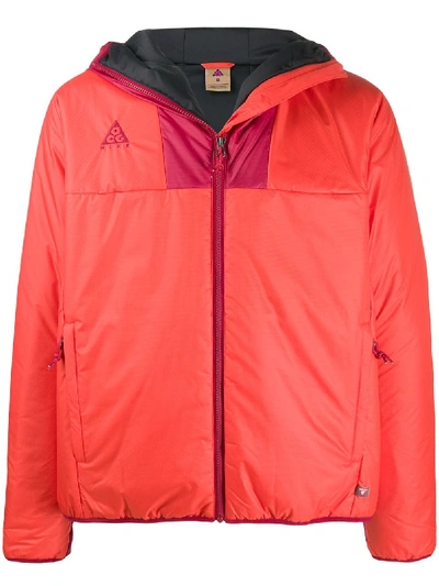 Nike Colour Block Hooded Jacket In 红色