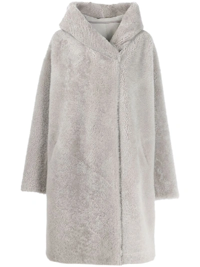 Liska Oversized Hooded Coat In Grey