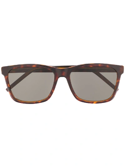 Saint Laurent Tortoiseshell-effect Sunglasses In Brown