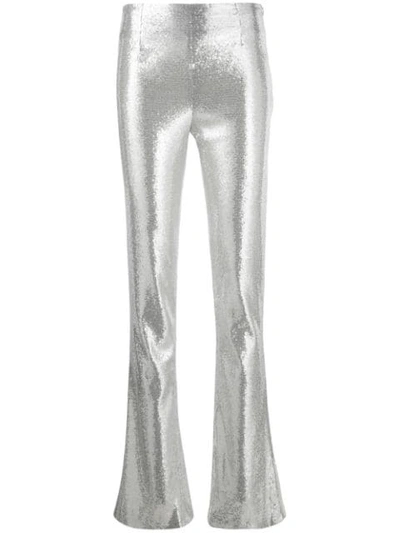 Galvan Galaxy Flared Sequinned Trousers In Silver