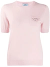 Prada Short-sleeve Knitted Top In Pink