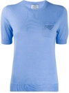 Prada Short-sleeve Knitted Top In Blue