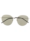Saint Laurent Round Frame Sunglasses In Silver