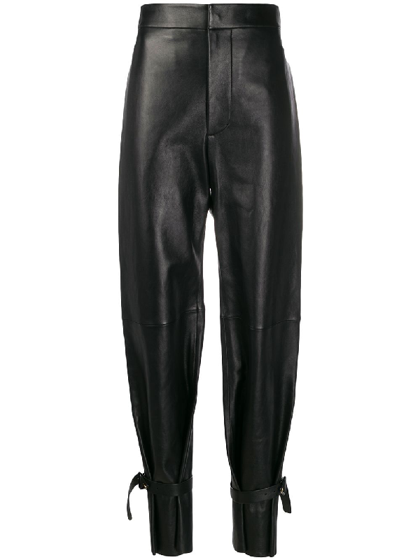 Bottega Veneta High-waist Leather Trousers In 黑色 | ModeSens