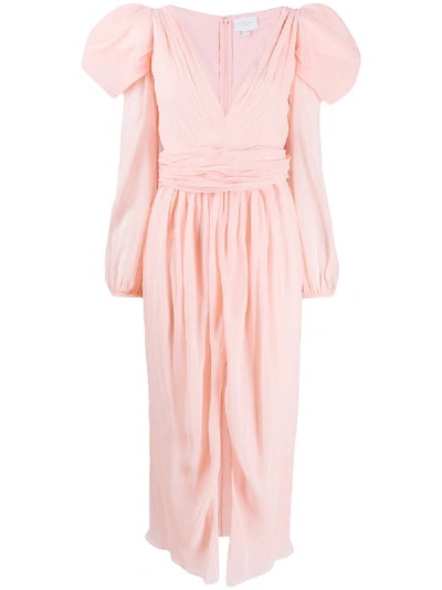 Giambattista Valli Chiffon Pouf Sleeve Cocktail Dress In Pink