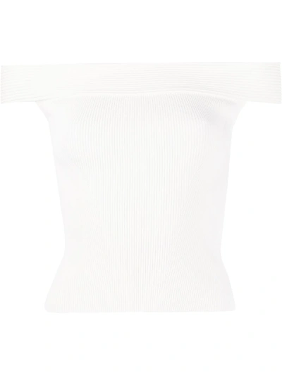 Alexander Mcqueen Off-the-shoulder Stretch-knit Top In Ivory