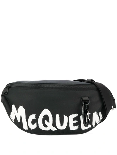 Alexander Mcqueen Harness Belt Bag With Logo In Black,white