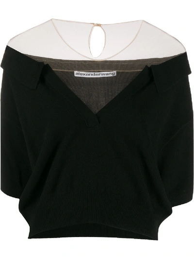 Alexander Wang Off The Shoulder Cropped Top In Black