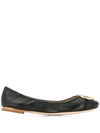 Tory Burch Minnie Patent Cap-toe Ballet Flat In Black