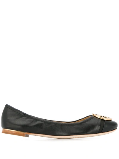 Tory Burch Minnie Patent Cap-toe Ballet Flat In Black