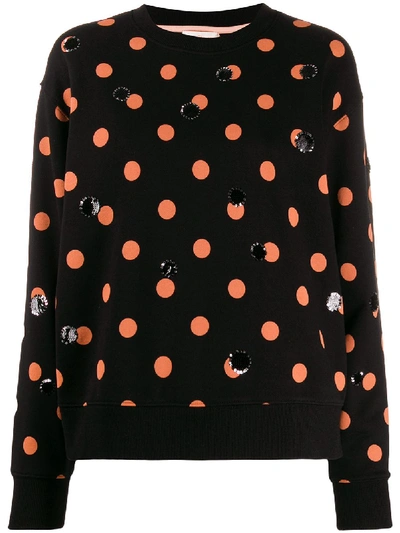 Tory Burch Polka Dot Embellished Sweatshirt In Black Lucky Dot