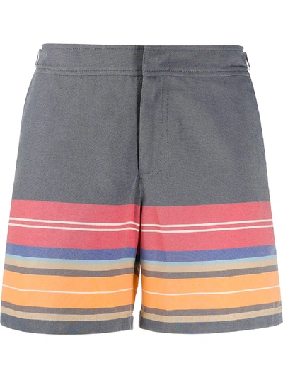Orlebar Brown Striped Print Swim Shorts In Blue