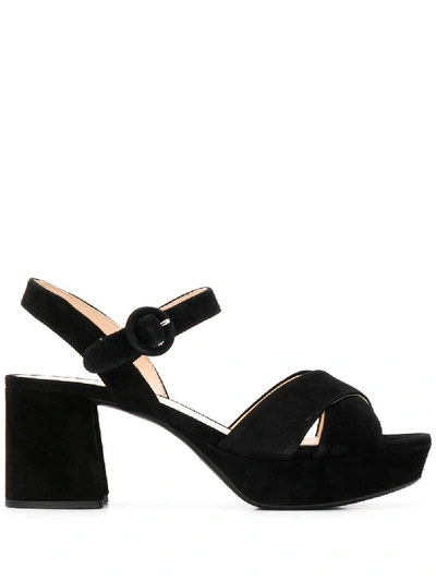 Prada Platform Mid-heel Sandals In 黑色