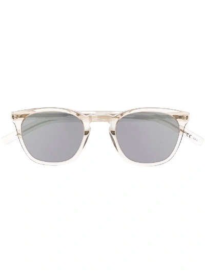 Saint Laurent Sl28 Slim Soft-square Frame Sunglasses In 白色