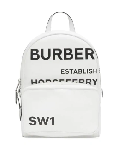 Burberry Horseferry Print Coated Canvas Backpack In White/black
