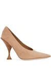 Burberry Suede Sculptural Point-toe Pumps In Warm Camel