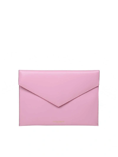 Dolce & Gabbana Flat Envelope In Smooth Calf Color Pink