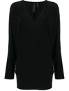 Norma Kamali V-neck Dolman-sleeve T-shirt In Black
