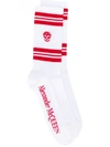 Alexander Mcqueen Striped Skull Sport Socks In White